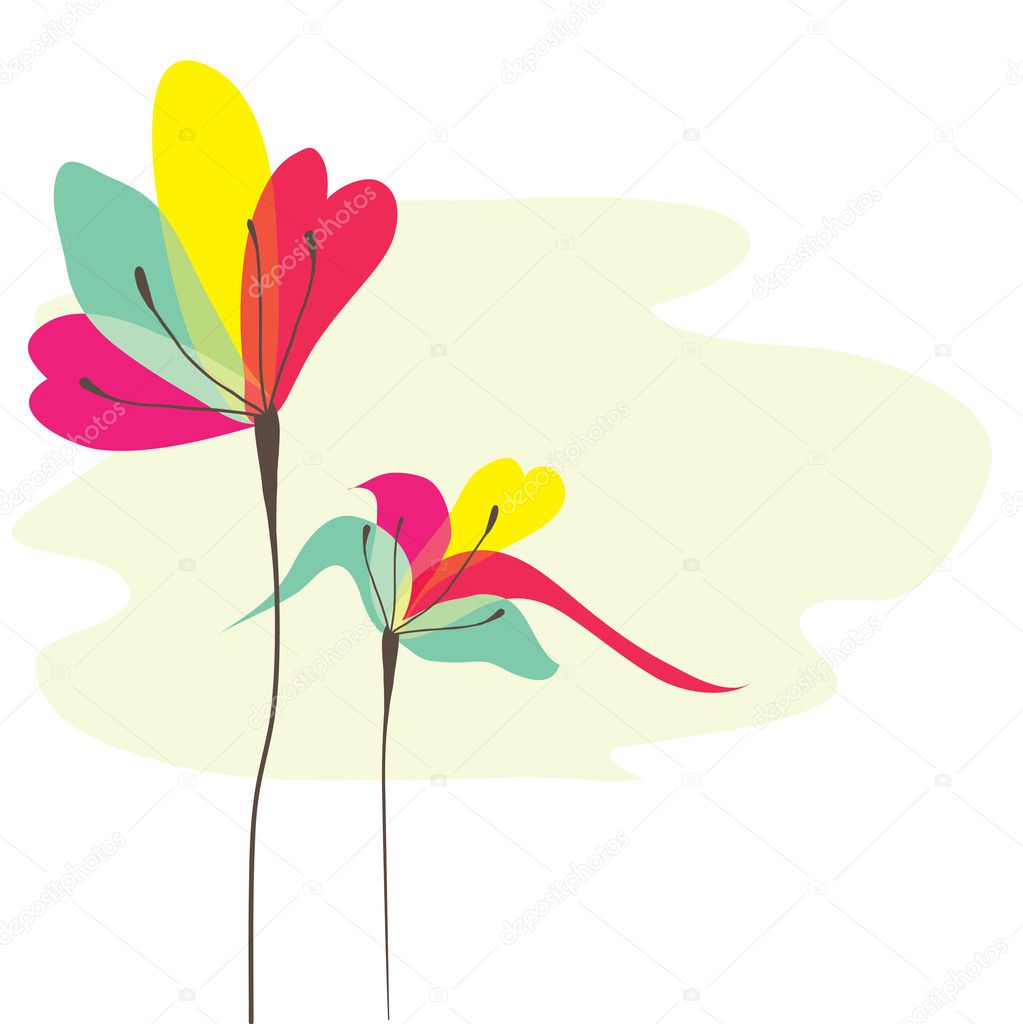 Abstract background with fun flowers. Vector illustration