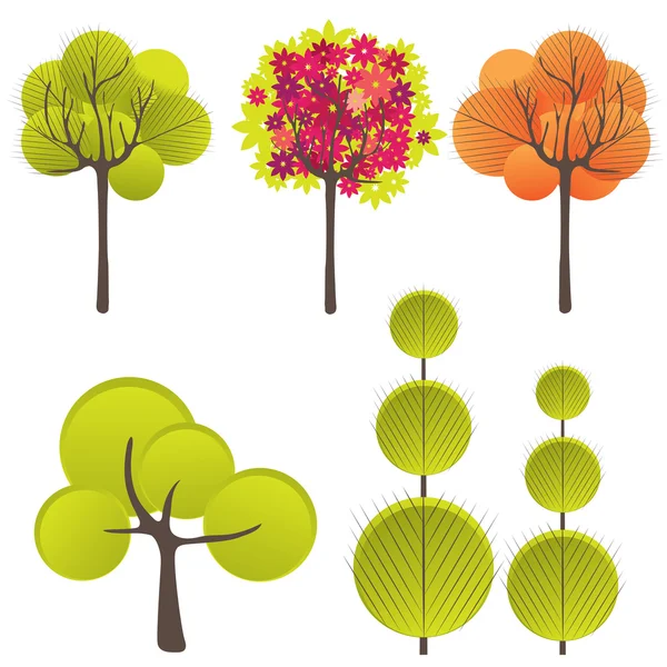 Fundo abstrato com árvore verde e flores. Ilustração vetorial — Vetor de Stock