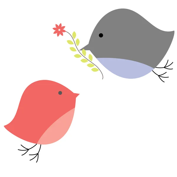 Sfondo con uccelli innamorati. Illustrazione vettoriale — Vettoriale Stock