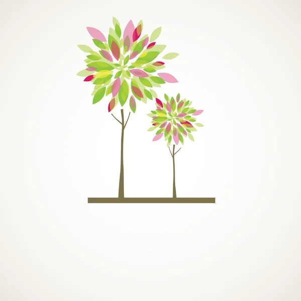 Streszczenie drzewa, kwiaty. Ilustracja wektorowa — Wektor stockowy