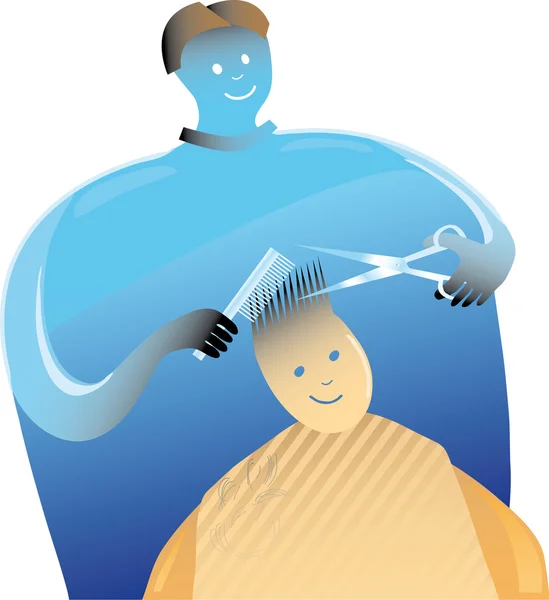 Barbier avec un garçon — Image vectorielle