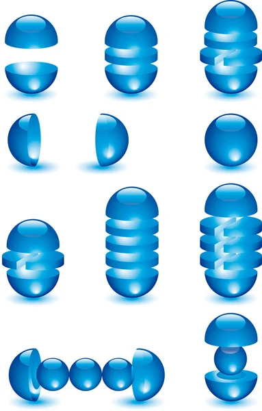 Parte de las bolas de vidrio azul — Vector de stock