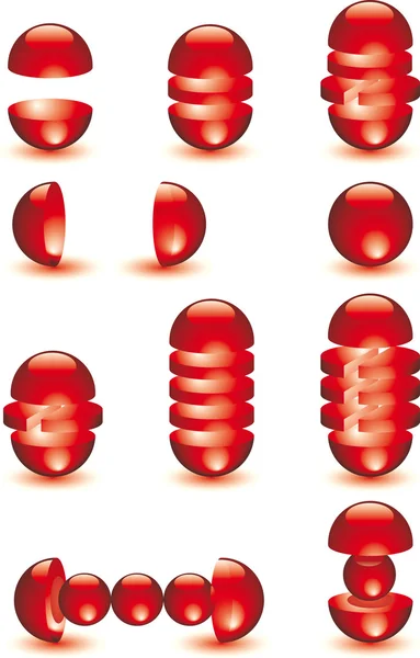 Partie en billes de verre rouge — Image vectorielle