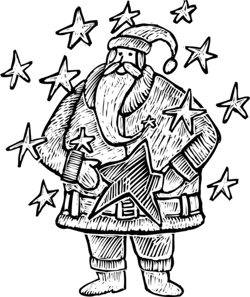 Père Noël dans les étoiles — Image vectorielle