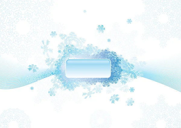 Abstract Blue Christmas Achtergrond Met Sneeuwvlokken Rondom Een Centrale Frame — Stockvector