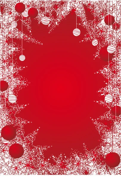 Noel Topları Ile Kırmızı Noel Buzlu Çerçeve Daha Iyi Düzenlenebilirlik — Stok Vektör