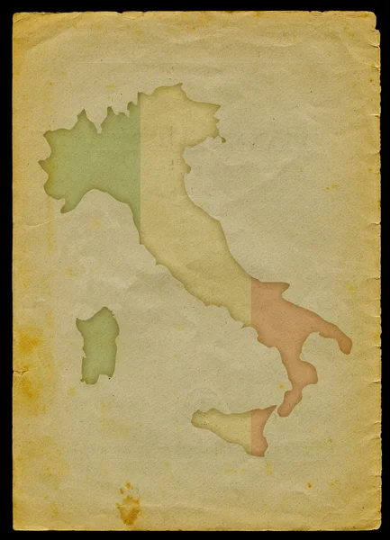 意大利地图旧纸上 — 图库照片