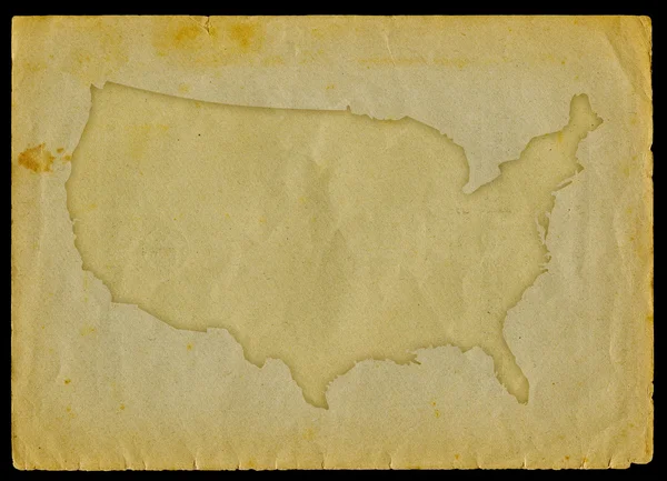 在旧的纸上的美国地图 — 图库照片