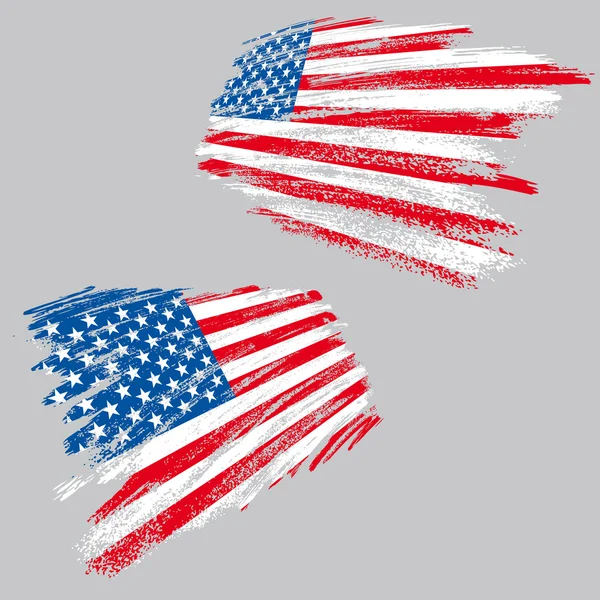 两个全景视图的 Grunge 风格的美国国旗 所有的矢量 — 图库矢量图片