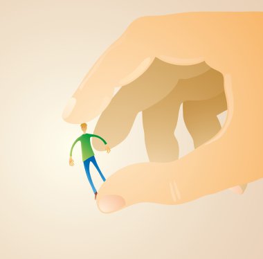 Man between my fingers clipart