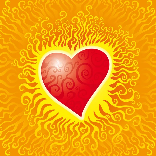 Flammes coeur — Image vectorielle