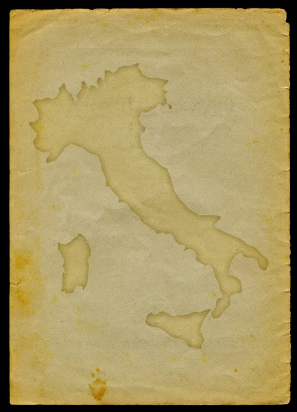 意大利地图旧纸上 — 图库照片
