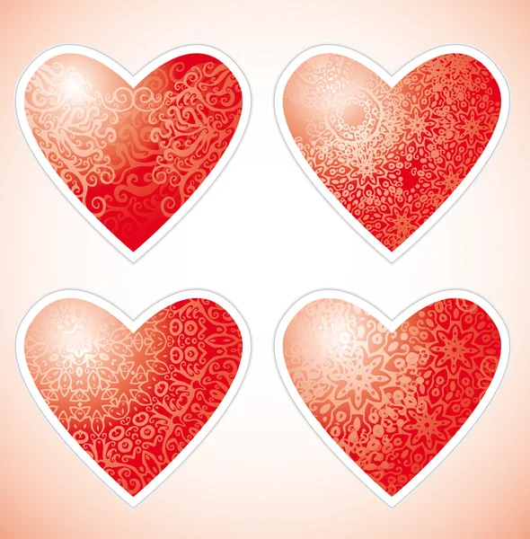 Σύνολο Τέσσερις Καλλωπιστικών Καρδιές Διακοσμήσεις Μέσα Στο Σώμα Τους — Διανυσματικό Αρχείο