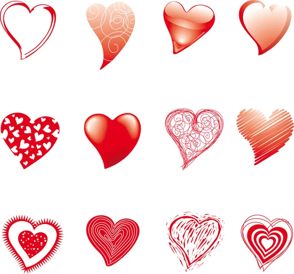 Douze cœurs — Image vectorielle