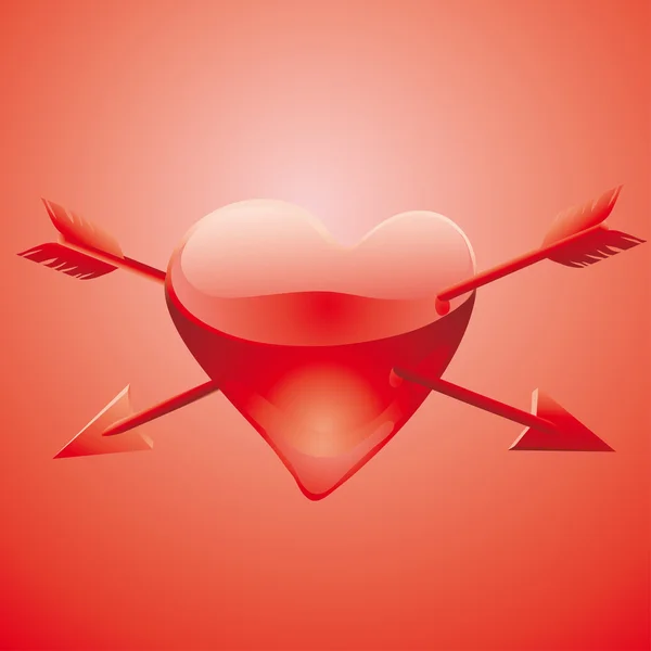 Κλασική Πληγωμένη Γυάλινη Καρδιά Βέλη — Διανυσματικό Αρχείο