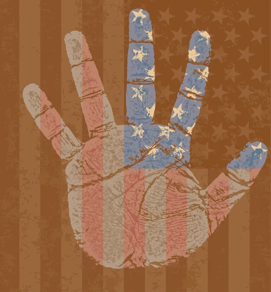 USA vlag in mijn hand — Stockvector
