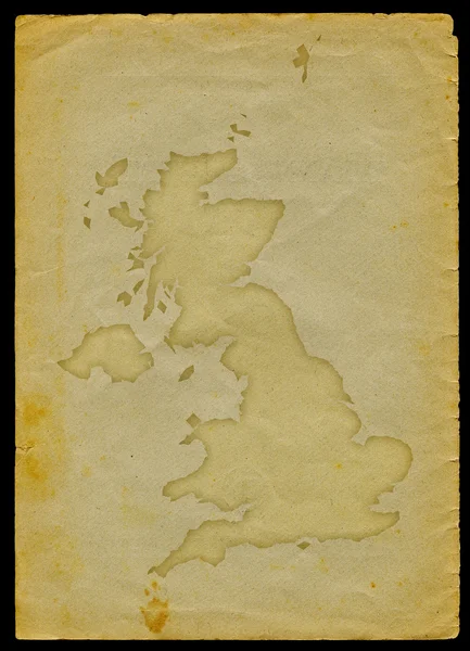 英国地图与旗内刻在旧的纸页上剪切路径的地图是包括 — 图库照片