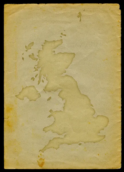 英国地图与旗内刻在旧的纸页上剪切路径的地图是包括 — 图库照片#