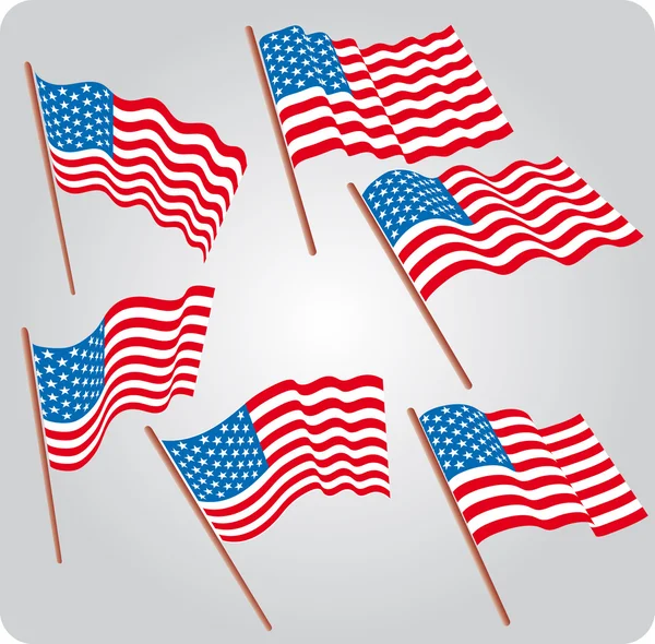 Sei bandiere USA — Vettoriale Stock