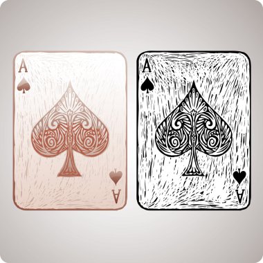 Ace of spades card in engrave style. Color and black version allowed! clipart