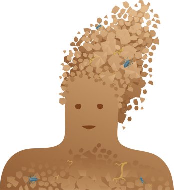 Big head made of earth clods. One of the natural elements clipart