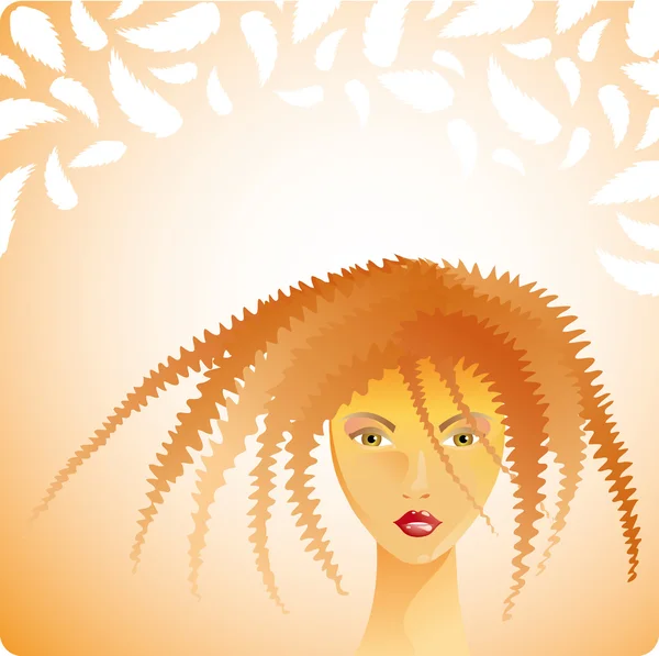 在锯齿形状的头发的女人 季节性的概念 — 图库矢量图片