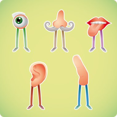 Five human senses in humanized styles. Communication concept clipart