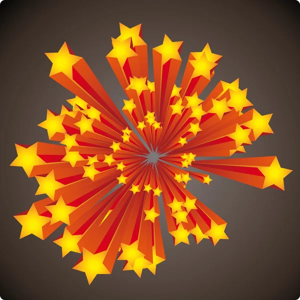 Grafisk Stjärnor Explosion Med Ränder Mörk Bakgrund — Stock vektor