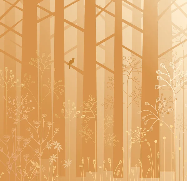 Sous-bois dans la brume — Image vectorielle