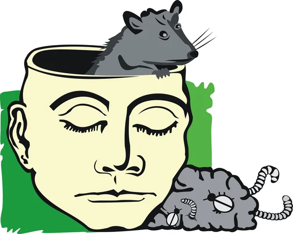Rat in brain — Stock Vector