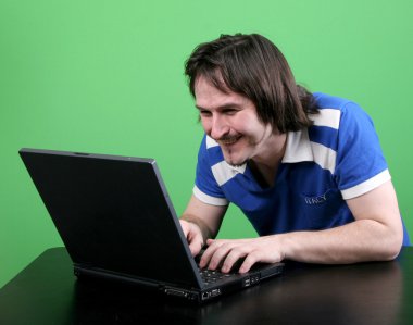 Man work with laptop clipart