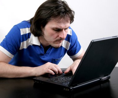 Man work with laptop clipart