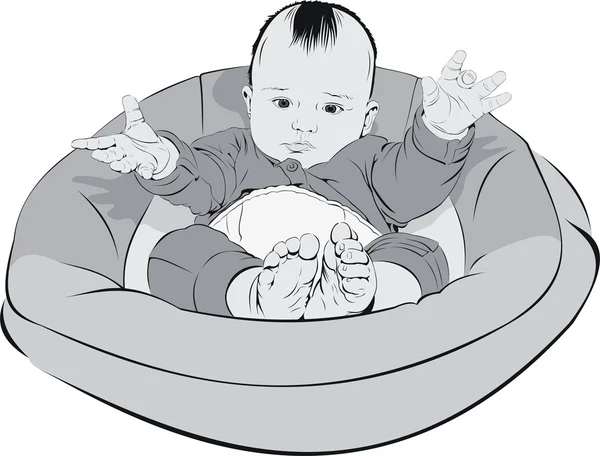 Baby in cradle — Stock Vector