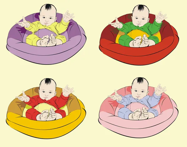 Baby in cradle patterns — Stock Vector