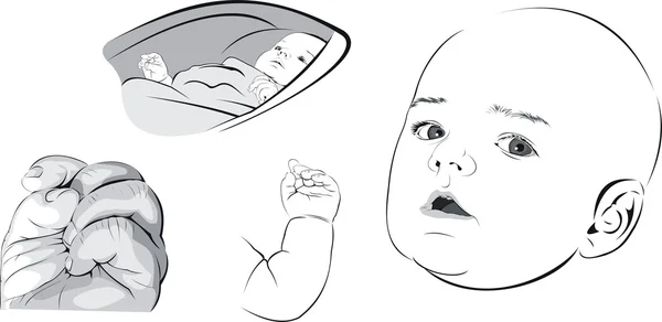 stock vector Little baby sketches