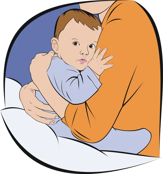 Baby at mothers hands — Stock Vector