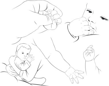 Little baby sketches clipart