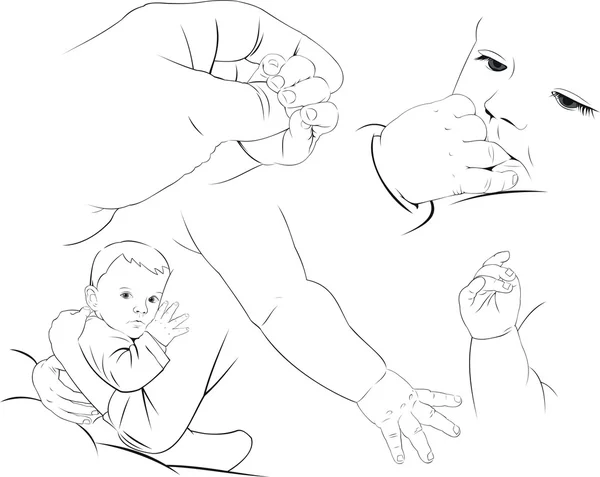 Little baby sketches — Stock Vector