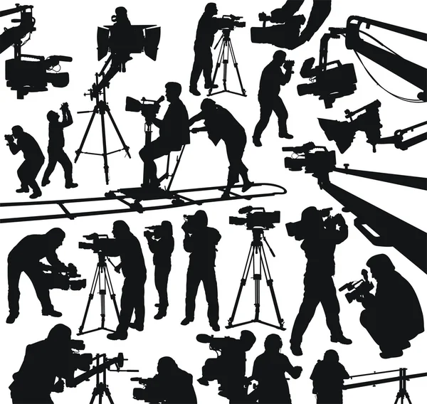 Kameramanlar ve video kameralar — Stok Vektör