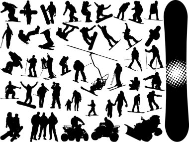 Skiing silhouettes clipart