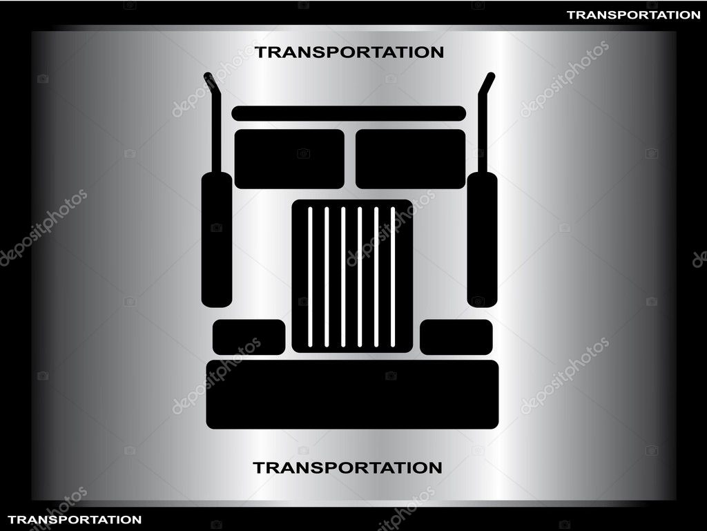 Heavy truck design element silhouette on silver background