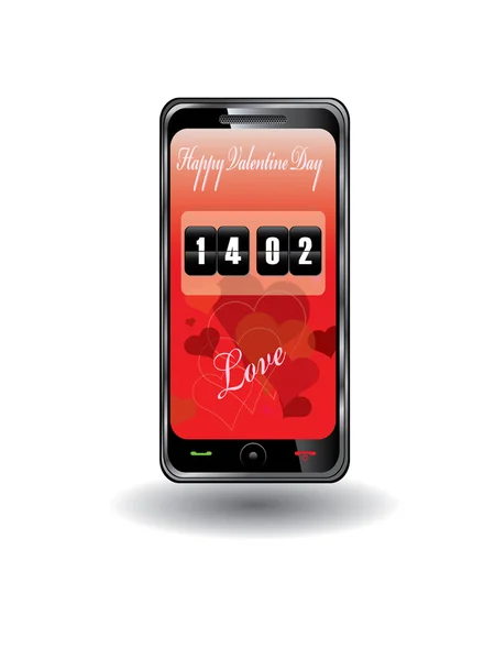 Touchscreen mobile for Valentine Day — Stock Vector