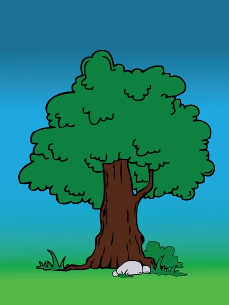 Drzewo Kreskówka Piękny Tłem Ilustracja Wektorowa — Wektor stockowy