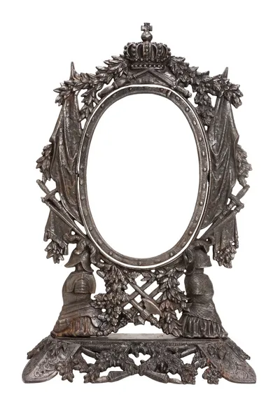 Moldura de metal estampada vintage para espelho isolado — Fotografia de Stock