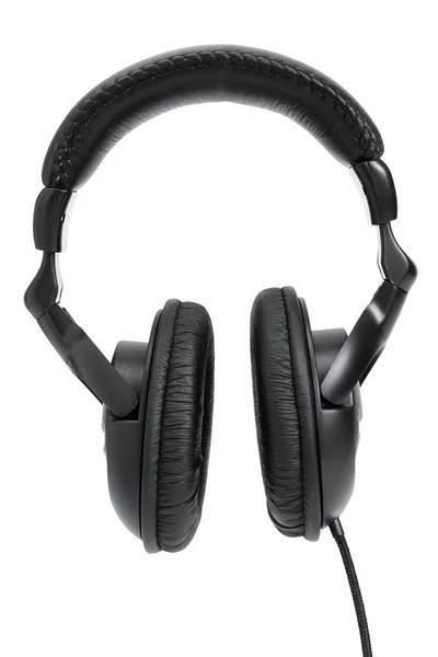 Headphone hitam diisolasi di putih — Stok Foto