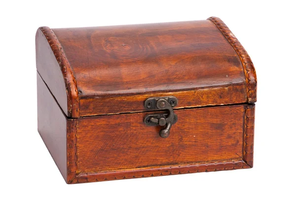 Vintage closed wooden box with lock — Stock Photo, Image
