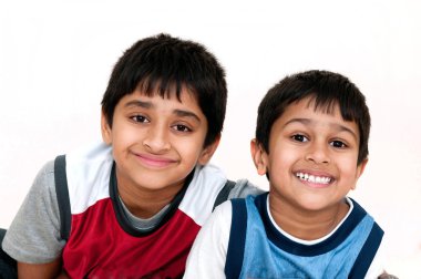 Brothers looking very happy and smiling for you clipart