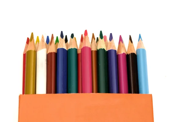 Beyaz Artalan Üzerinde Izole Renkli Kalemler — Stok fotoğraf
