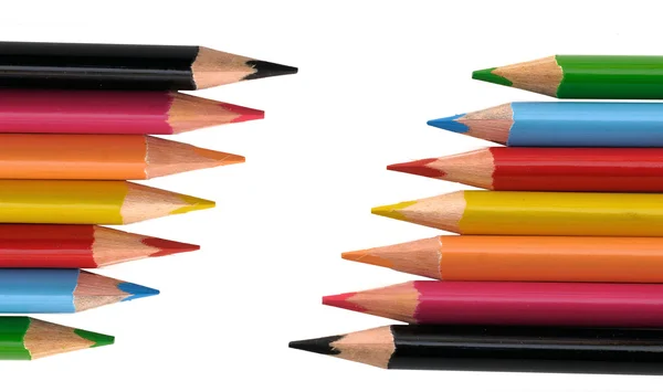 Crayons Couleur Isolés Sur Fond Noir — Photo
