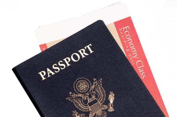 Διαβατήριο Και Εισιτήριο Έννοια Του Ταξιδιού Και Διακοπών — Φωτογραφία Αρχείου